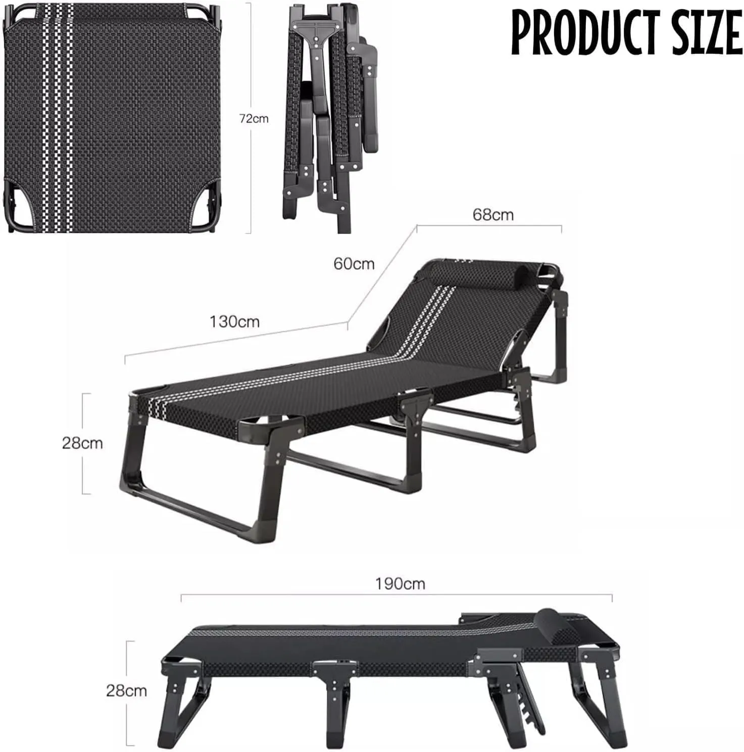 Camping Cot w/Mattress for Adults Adjustable 4-Position Folding Sleeping Bed Heavy Duty Tent Camp Bed Outdoor Lounge Chair for Home Office Travel Beach