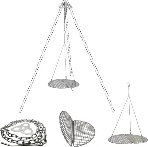 Camping Grill Grate: Foldable Campfire Cooking Equipment for Fire Pit, Portable Essential Camping Tripod Cooking Gear for Campers, Hikers (Middle)
