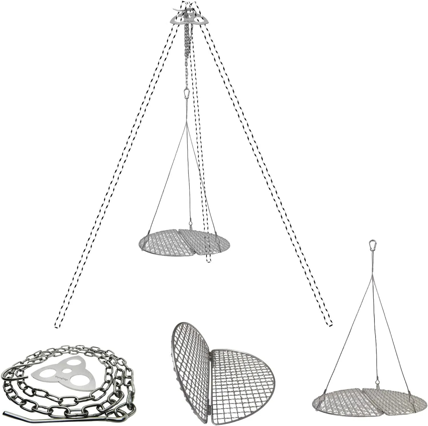 Camping Grill Grate: Foldable Campfire Cooking Equipment for Fire Pit, Portable Essential Camping Tripod Cooking Gear for Campers, Hikers (Middle)