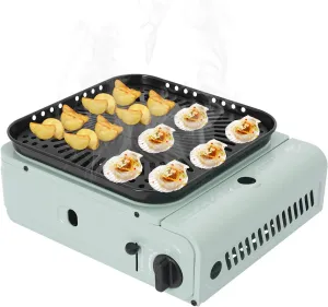 Camping Grill Stove, Portable Camping BBQ Gas Stove with Carry Case, High Firepower(2.3kw) and High Thermal Efficiency (50%), Korean Grill for Outdoor/Indoor Cooking Camping (Green)