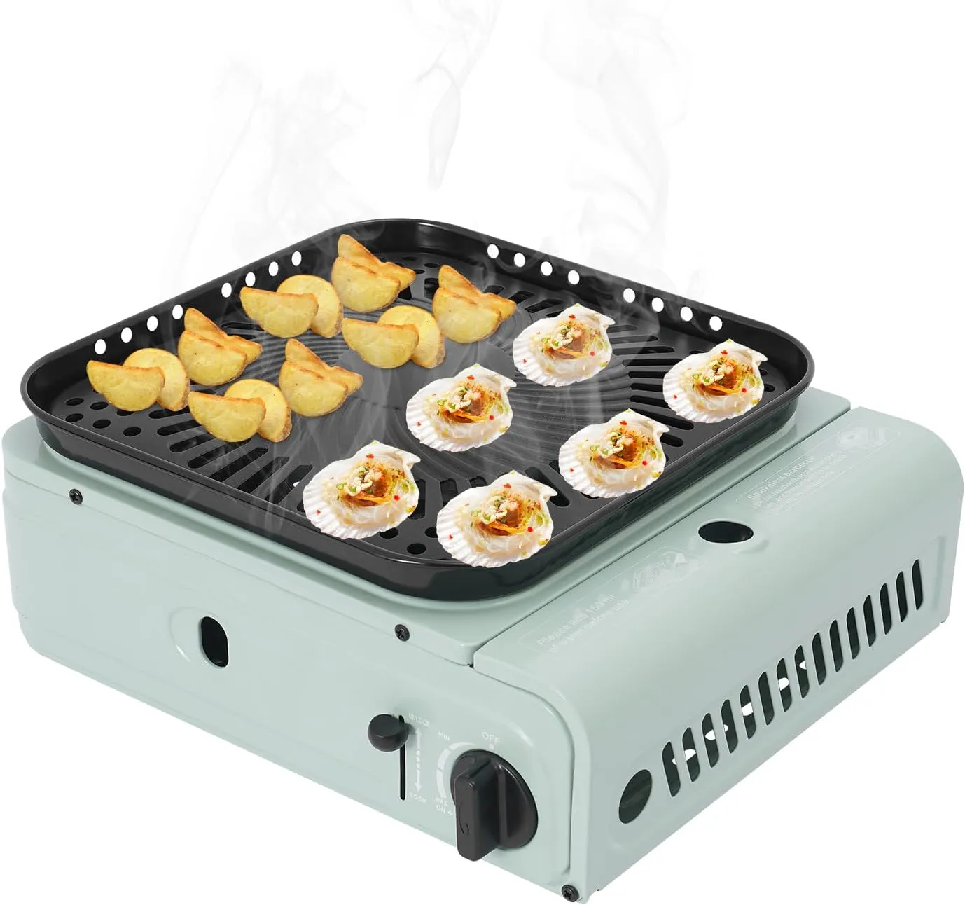 Camping Grill Stove, Portable Camping BBQ Gas Stove with Carry Case, High Firepower(2.3kw) and High Thermal Efficiency (50%), Korean Grill for Outdoor/Indoor Cooking Camping (Green)