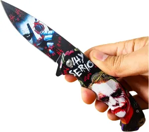 Camping Hunting 8" Joker Folding Knife with 3.6" Drop Point Plain Blade, Black Classic Pocket Knife for Outdoor Tactical, EDC, Pocket Clip, Men Gift