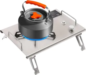 Camping Portable Stove, Folding Outdoor Gas Stove Gas Powered Camping Stove Propane Tabletop Portable Camping Stove for Outdoor Car Camping Cooking Tailgating (Silver)