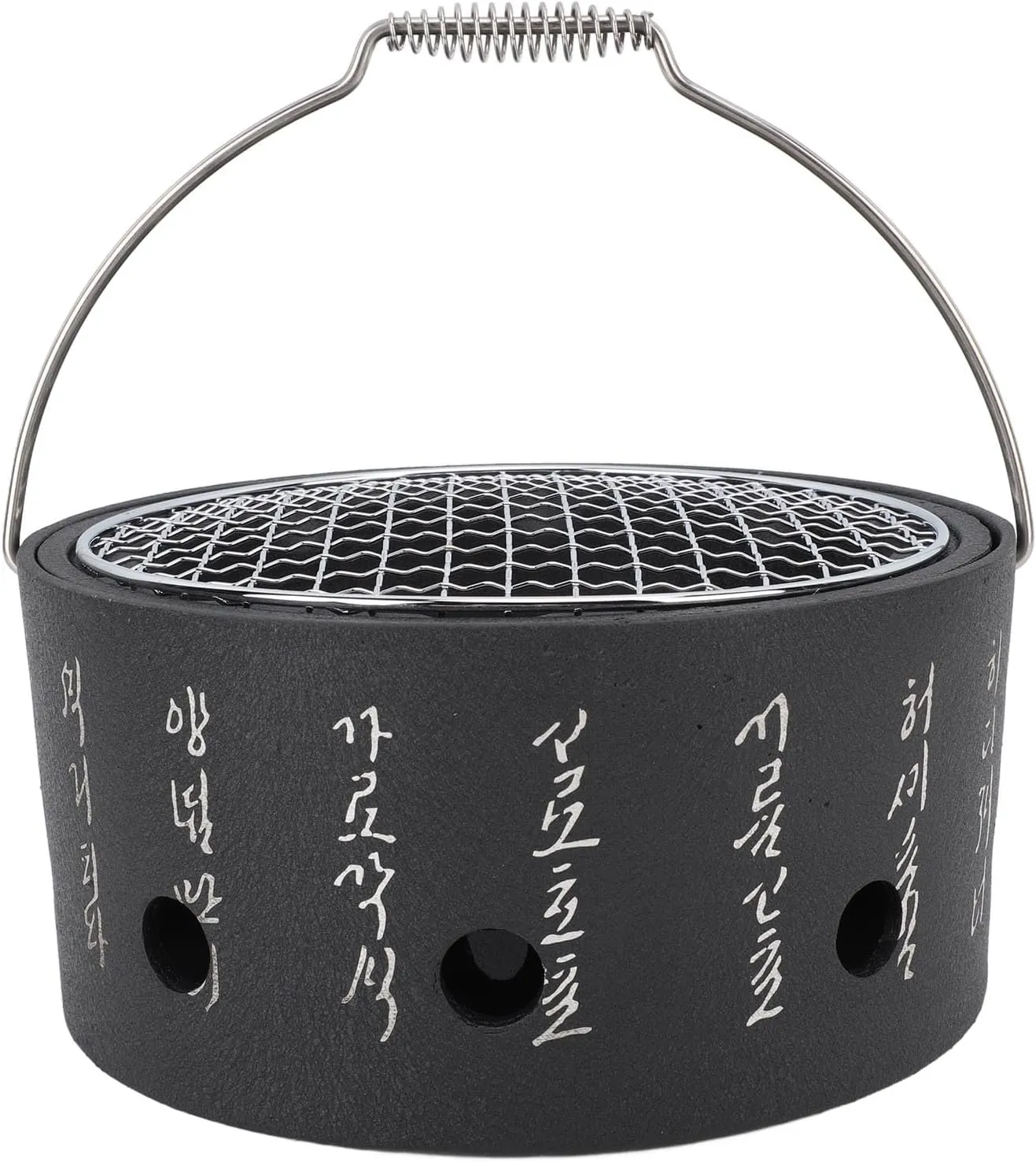 Camping Stove, Charcoal Barbecue Grill, Portable Stainless Steel Charcoal Stove, Mini Camp Stove Stainless Steel Portable Stove, BBQ Stove with Handle for Home Party Outdoor Camping(Large)