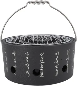 Camping Stove, Charcoal Barbecue Grill, Portable Stainless Steel Charcoal Stove, Mini Camp Stove Stainless Steel Portable Stove, BBQ Stove with Handle for Home Party Outdoor Camping(Large)