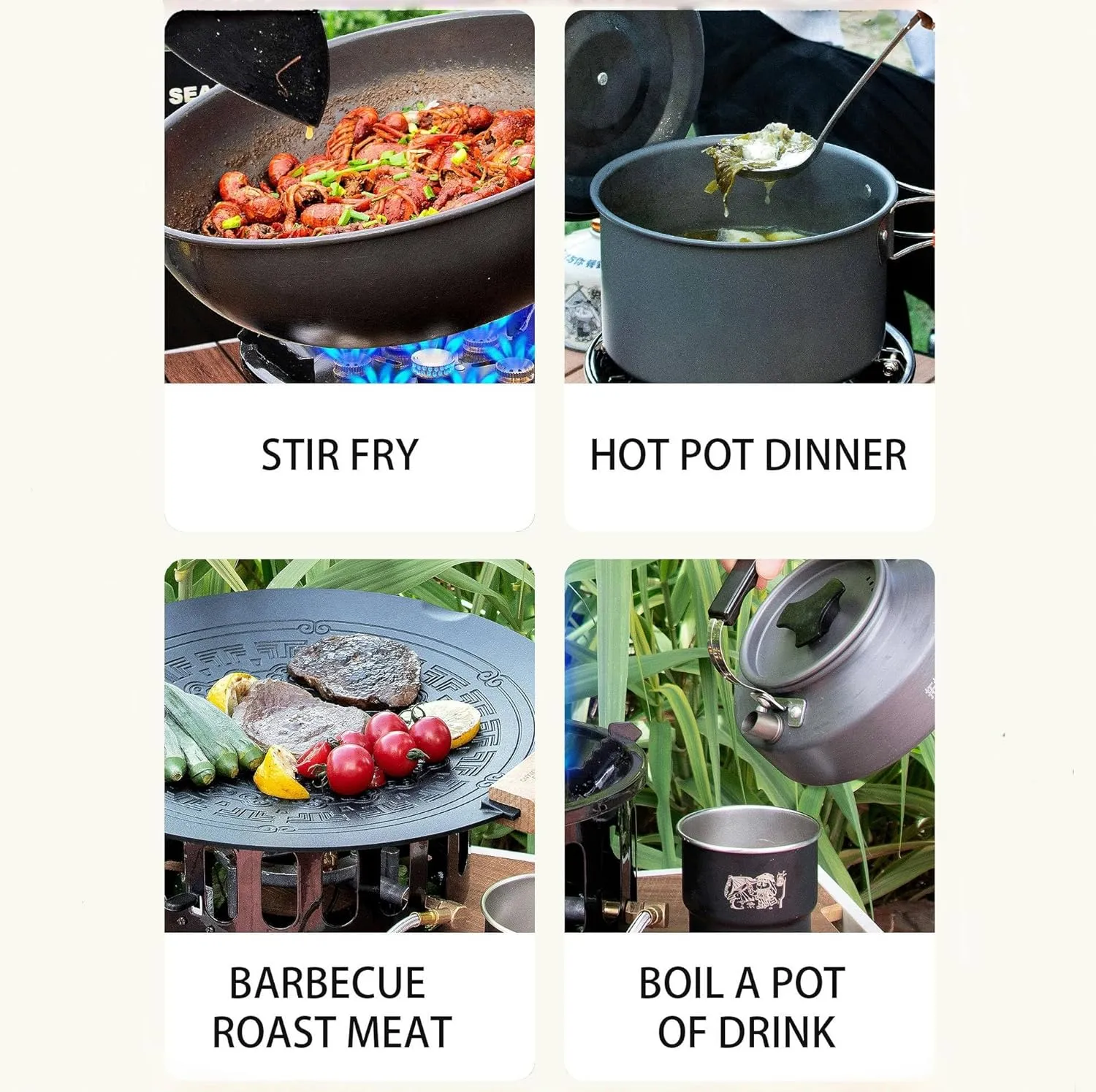 Camping Stove, Portable Lightweight Backpacking Stove with EVA Bag and Piezo Ignition, Foldable 3 in 1 Gas Stove Burner for Outdoor Picnic Cooking and Hiking (Extra Large)