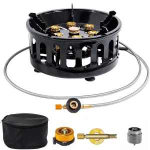 Camping Stove, Portable Lightweight Backpacking Stove with EVA Bag and Piezo Ignition, Foldable 3 in 1 Gas Stove Burner for Outdoor Picnic Cooking and Hiking (Extra Large)