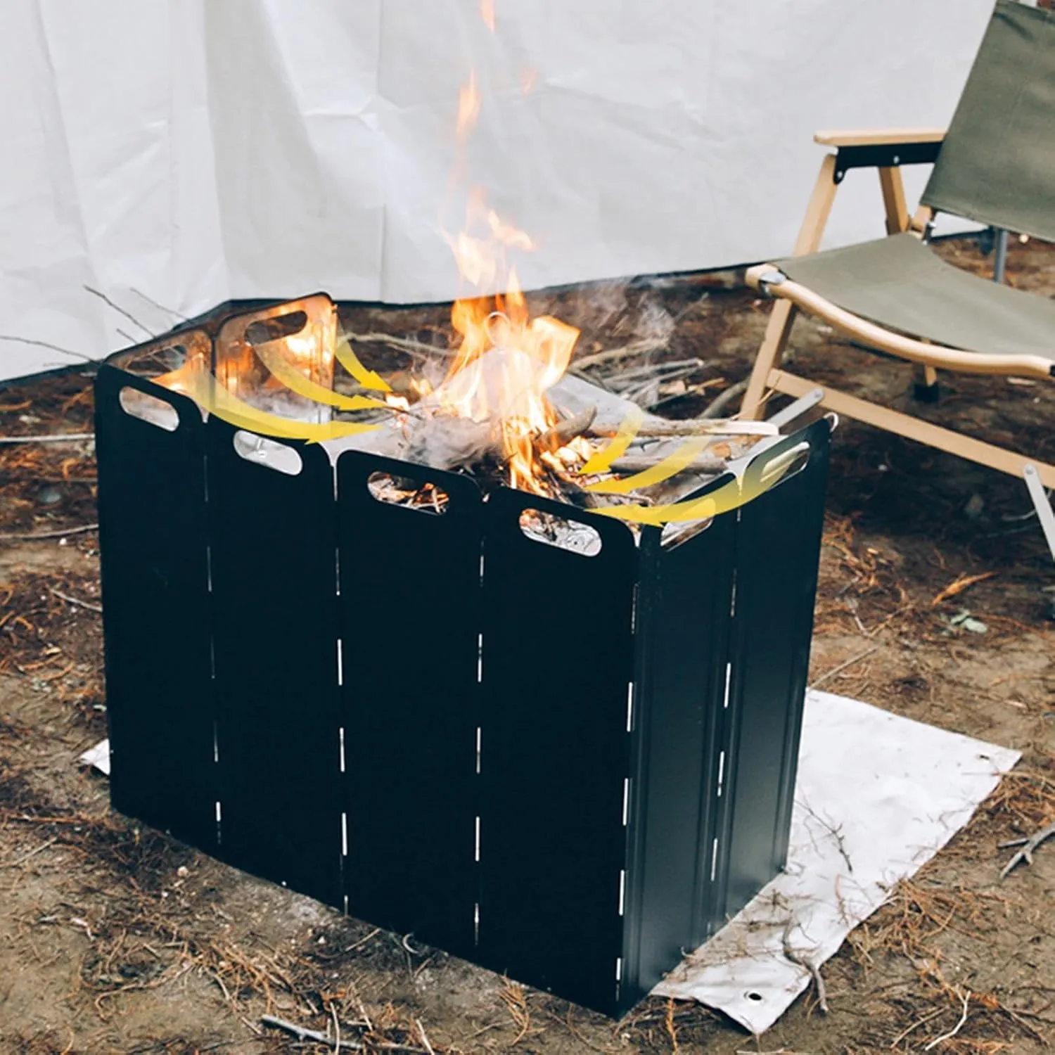 Camping Stove Windscreen - Stove Wind Blocker | Stove Windshield | Folding Portable Stove Shield with Storage Bag | Galvanized Iron Wind Screen Stable Camping Accessories for Barbecue Picnic