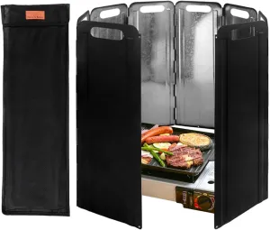 Camping Stove Windscreen - Stove Wind Blocker | Stove Windshield | Folding Portable Stove Shield with Storage Bag | Galvanized Iron Wind Screen Stable Camping Accessories for Barbecue Picnic