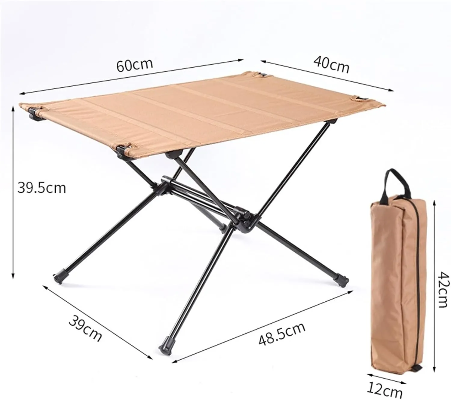 Camping Table Folding Table Outdoor Table Portable Camping Table Folding Side Table Aluminum for Outdoor Travel Hiking Folding Camping Table, 60*40*39.5cm, Grün