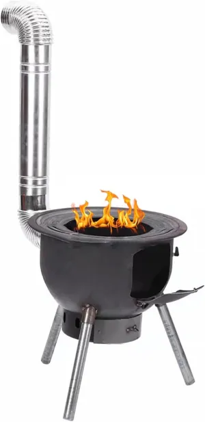 Camping Wood Burning Stove - Firewood Stove Camping with Two Furnace Rings & Removable Ash Pan - Wood Log Burner Stove/Cooking Hob or Grill for Grill, Picnic, Hunting(Outer Diameter 43cm/16.9in)