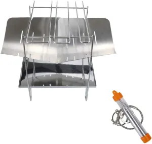 Camping Wood Stove Grill Folding Stainless Steel Firewood Buring Stove for Camping Cooking Picnic BBQ Camping Tents 4 People 6' in Center