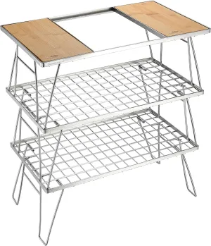Campingmoon IGT Grill Table Stainless Steel w/Storage Bag Triple-Tier CK-3