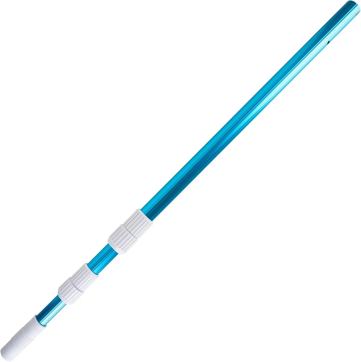 Canamax Professional 12ft Blue Aluminum Telescopic Swimming Pool Pole - Adjustable 3-Piece - Expandable 4ft to 12ft - Easily Attach Skimmer Nets, Rakes, Brushes, Vacuum Heads with Hoses