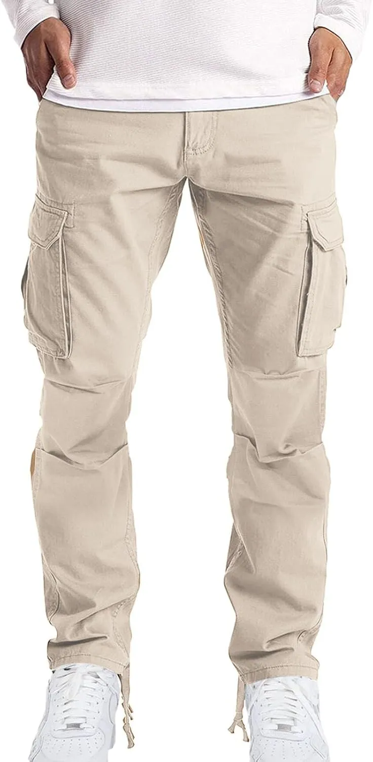Cargo Pants for Men Tactical Jogging Pants Baggy Wide Leg Sweatpants Elastic Waist Jogger Pant with Multi Pockets