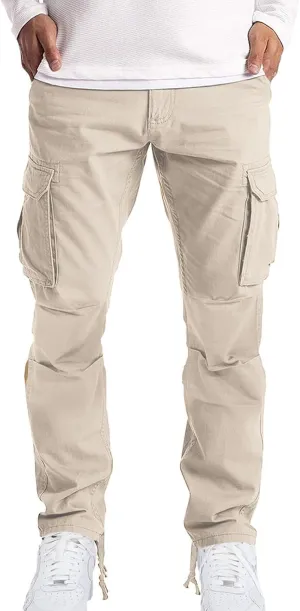 Cargo Pants for Men Tactical Jogging Pants Baggy Wide Leg Sweatpants Elastic Waist Jogger Pant with Multi Pockets