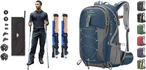 Cascade Mountain Tech Trekking Poles and Maelstrom 40L Hiking Backpack with Rain Cover