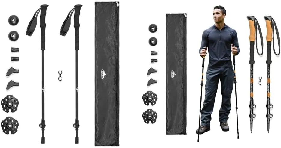Cascade Mountain Tech Trekking Poles - Ultralight 2 Piece Carbon Fiber Walking or Hiking Sticks & Trekking Poles - Aluminum Hiking Walking Sticks