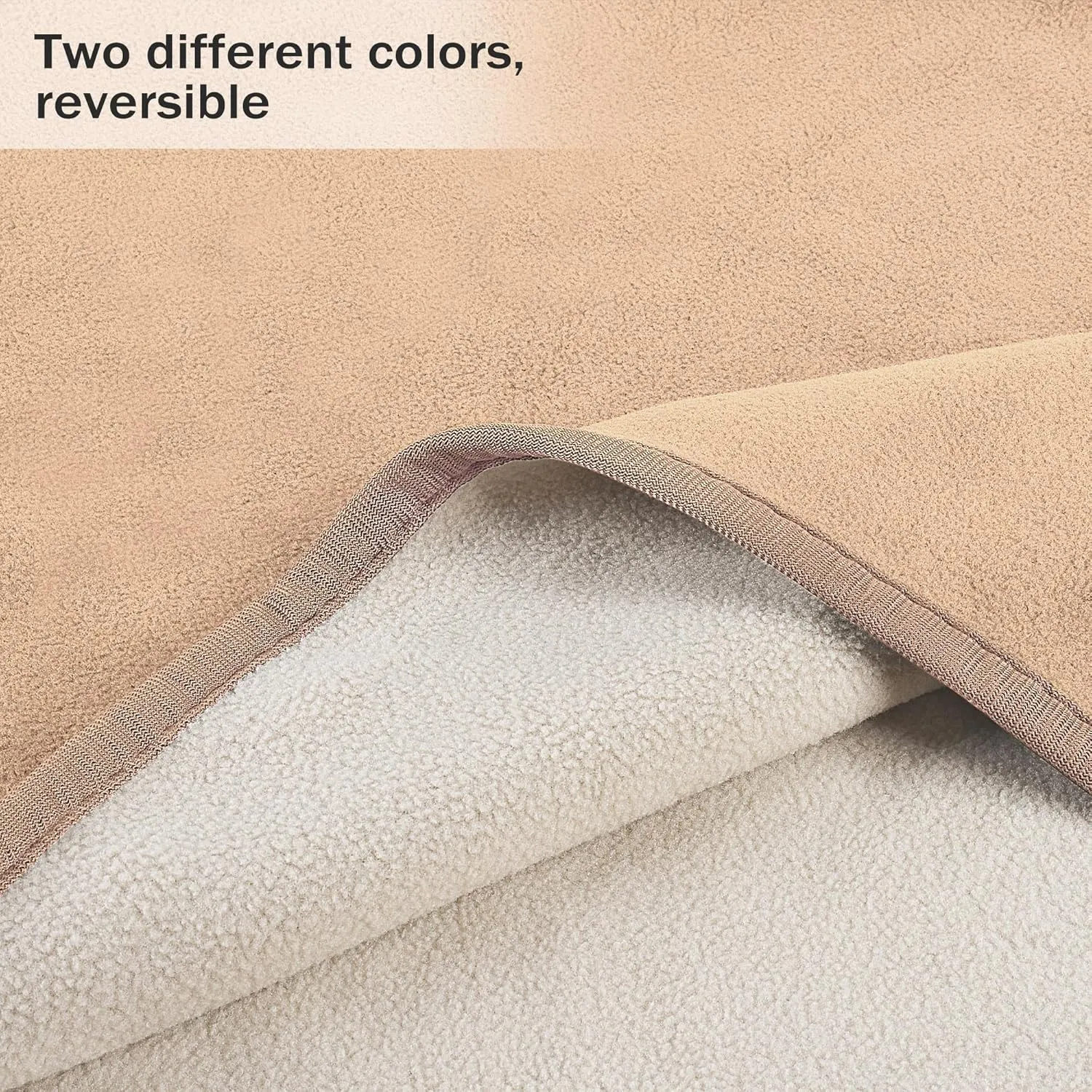 Catalonia Waterproof Fleece Blanket for Couch, Reversible Baby Pet Doggy Pee Proof, Bed Sofa Cover Furniture Boat Mattress Protector, Large (Camel Taupe, 60x80 inch)