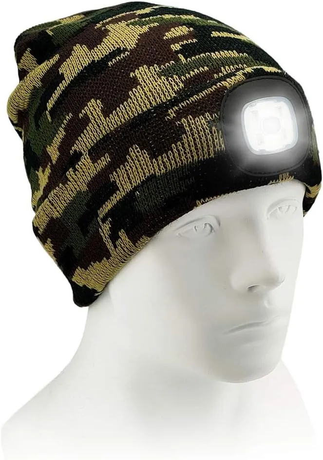 CENSGO Unisex Hat with Light, USB Rechargeable LED Headlamp Beanie, Gifts for Dad Father Men Husband Warm Knitted Cap