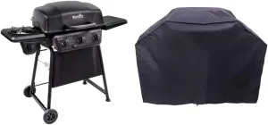 Char-Broil Classic 360 3-Burner Liquid Propane Gas Grill with Side Burner & 3-4 Burner Large Basic Grill Cover