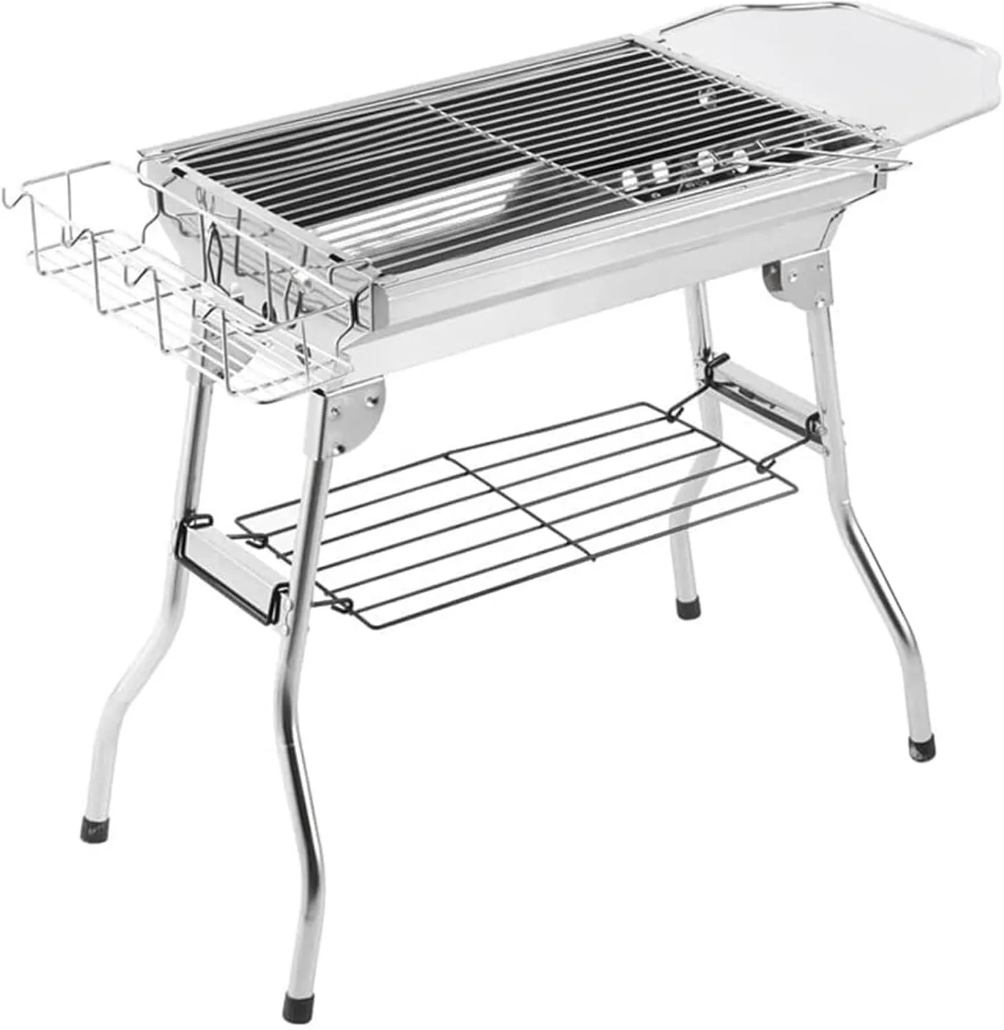 Charcoal Barbecues, Stainless Steel Barbecue Grill Portable Folding Charcoal Barbecue Grill Charcoal Grill for Outdoor Cooking Camping Hiking Picnics