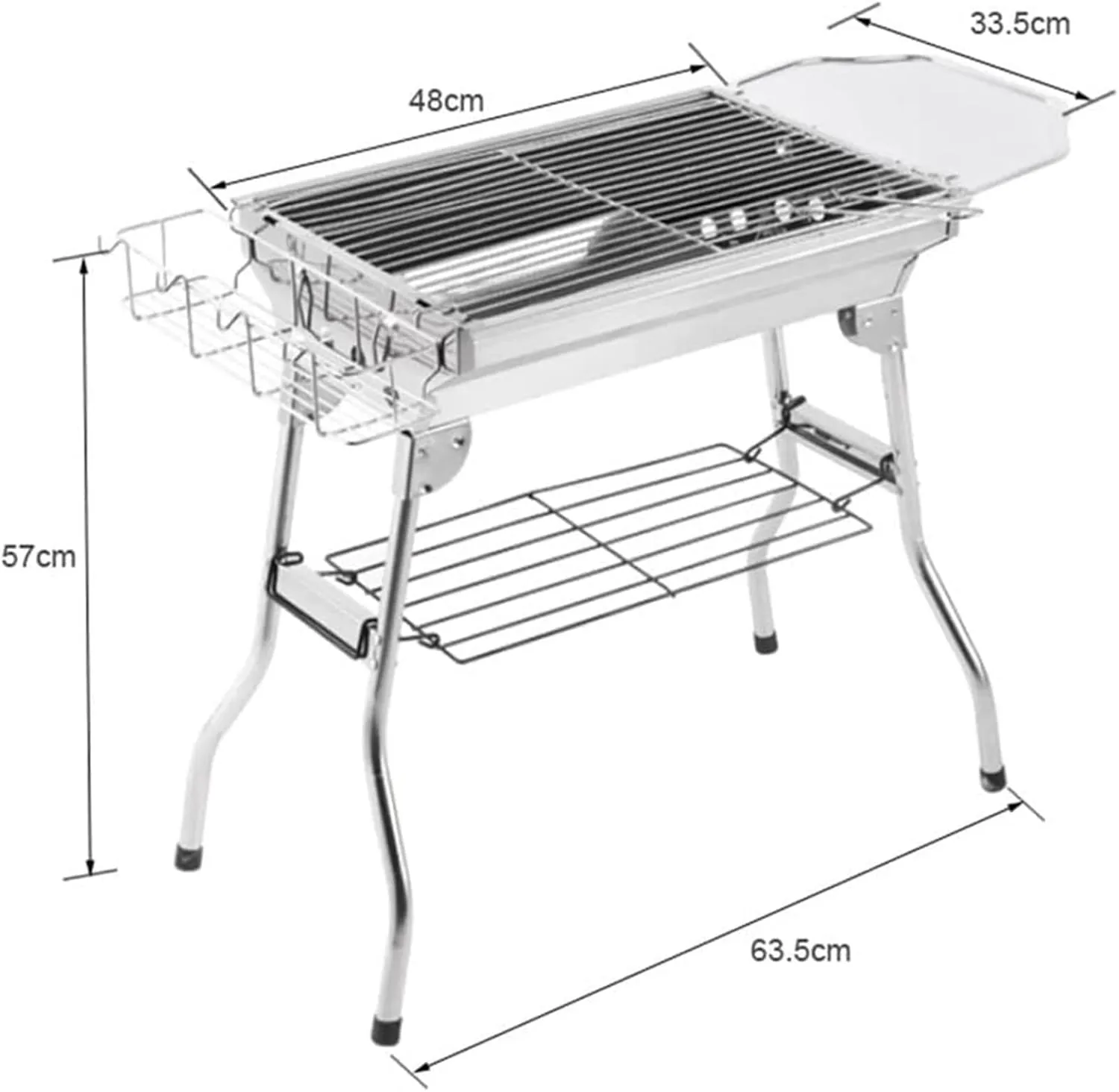 Charcoal Barbecues, Stainless Steel Barbecue Grill Portable Folding Charcoal Barbecue Grill Charcoal Grill for Outdoor Cooking Camping Hiking Picnics