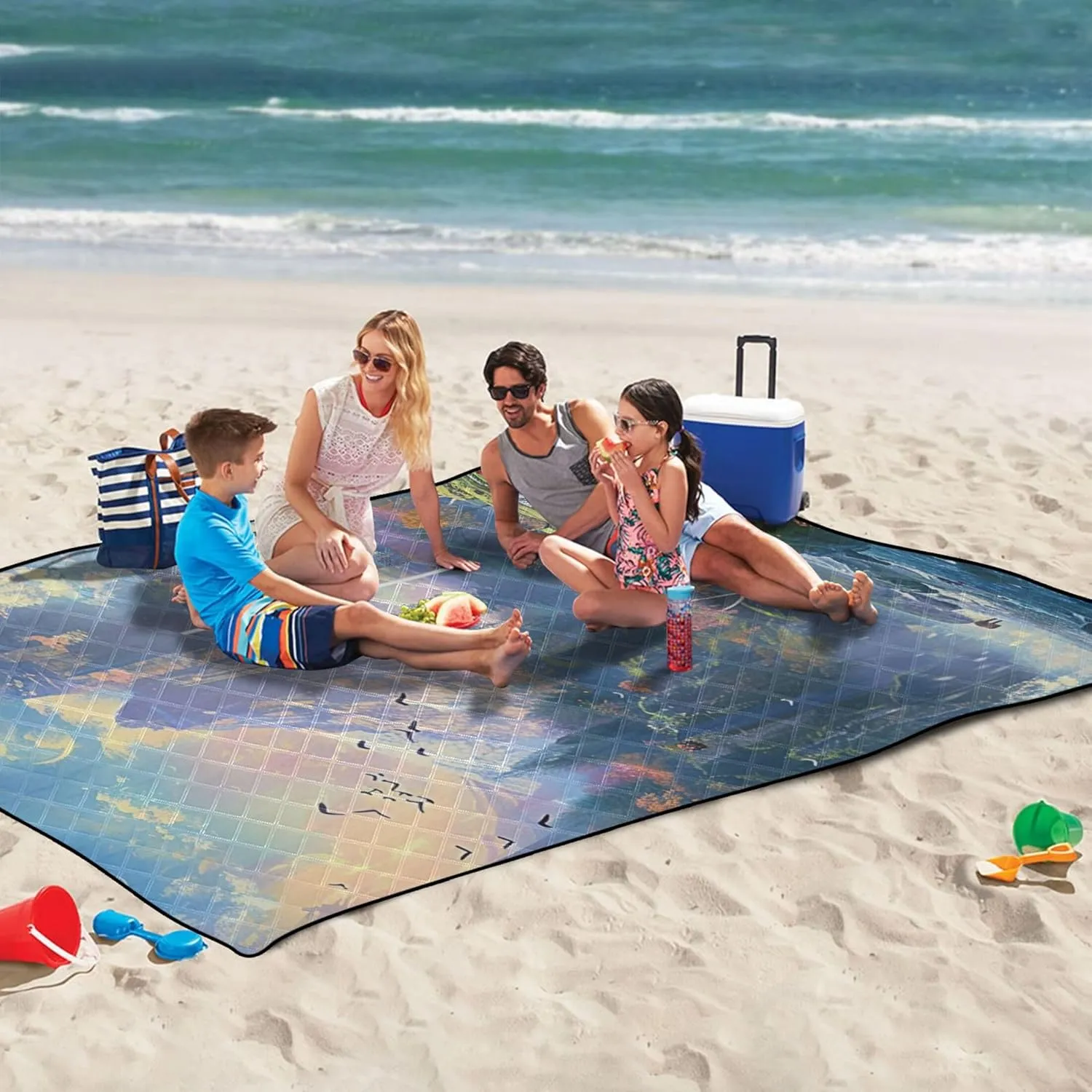 CHIFIGNO Artistic Painting Deer Landscape Cute Picnic Essentials Foldable Oversized Beach Blanket Waterproof Outdoor Camping Grass Mat 80" x 60"