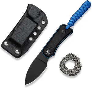 CIVIVI Edc Fixed Blade Knife with Kydex Sheath & Clip, 2.39" Nitro-V Blade G10 Handle Small Baby Banter Camping Hiking Knife Designed by Ben Petersen, Lanyard and Chain Included C23045-1 (Black)
