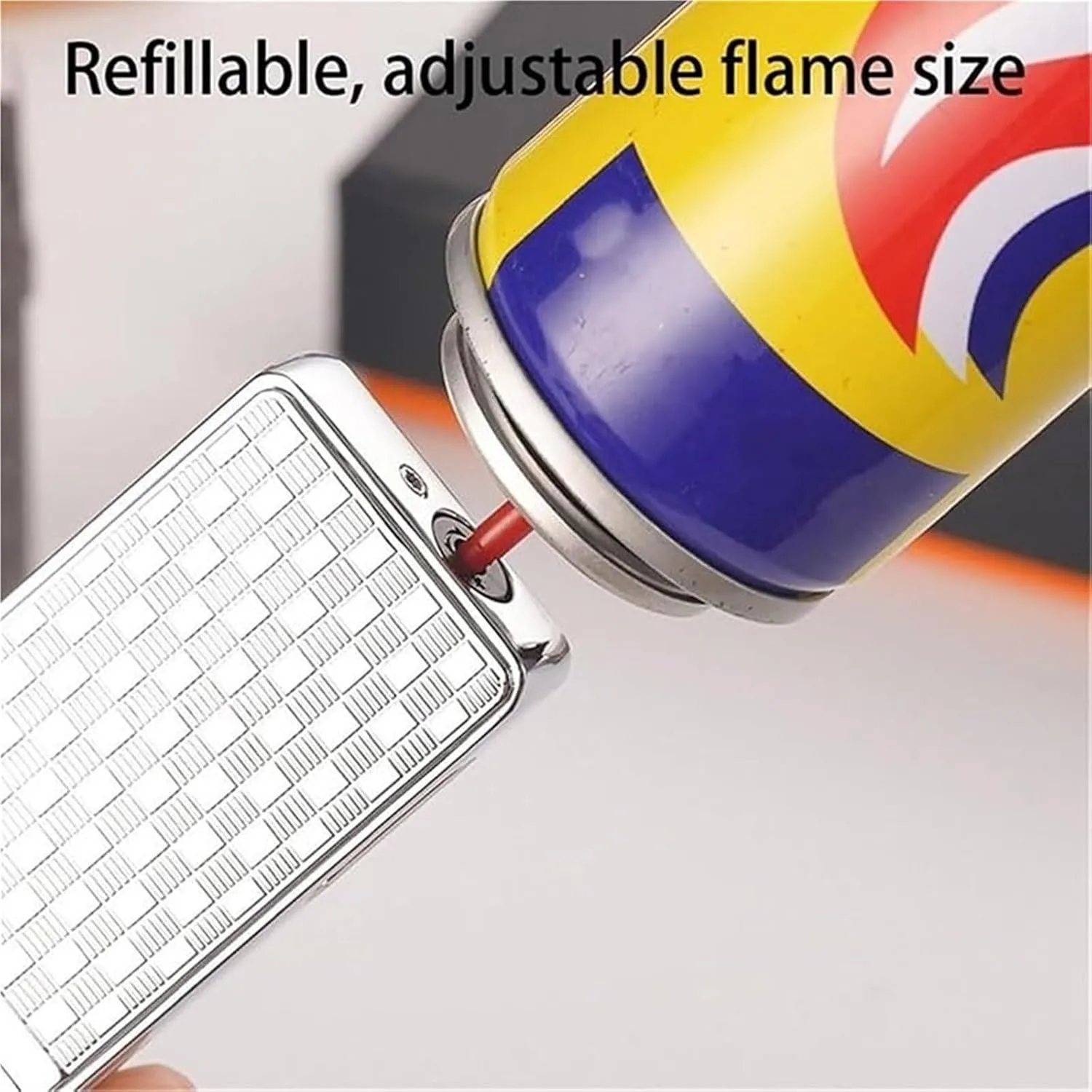 Classic flip top old-fashioned grinding wheel butane lighters, dual flame, open flame, jet flame switchable, windproof, adjustable flame, refillable gas, portable lighter with visible gas window (fuel