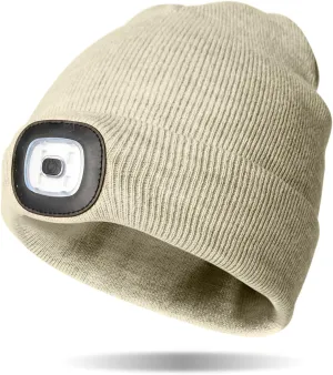 Classic Rechargeable LED Warm Knit Beanie Head Light Hat Headlamp for Outdoor Activities
