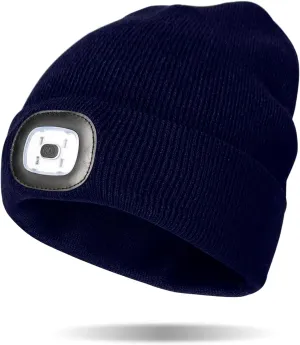 Classic Rechargeable LED Warm Knit Beanie Head Light Hat Headlamp for Outdoor Activities