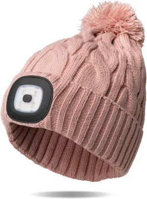 Classic Rechargeable LED Warm Knit Beanie Head Light Hat Headlamp for Outdoor Activities