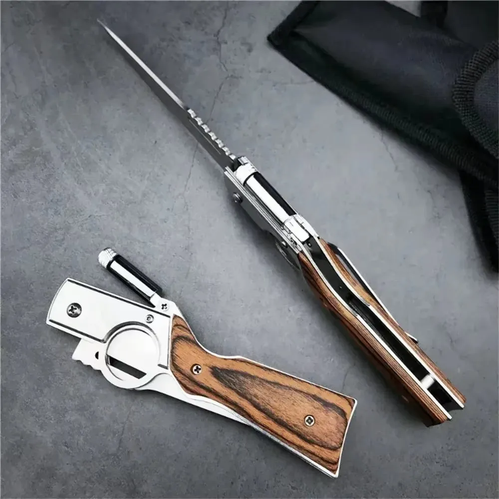 Classy Nylon AK47 Folding Multi-Purpose LED Light Tactical & Knife Festive offer Sheath with Blade Survival –