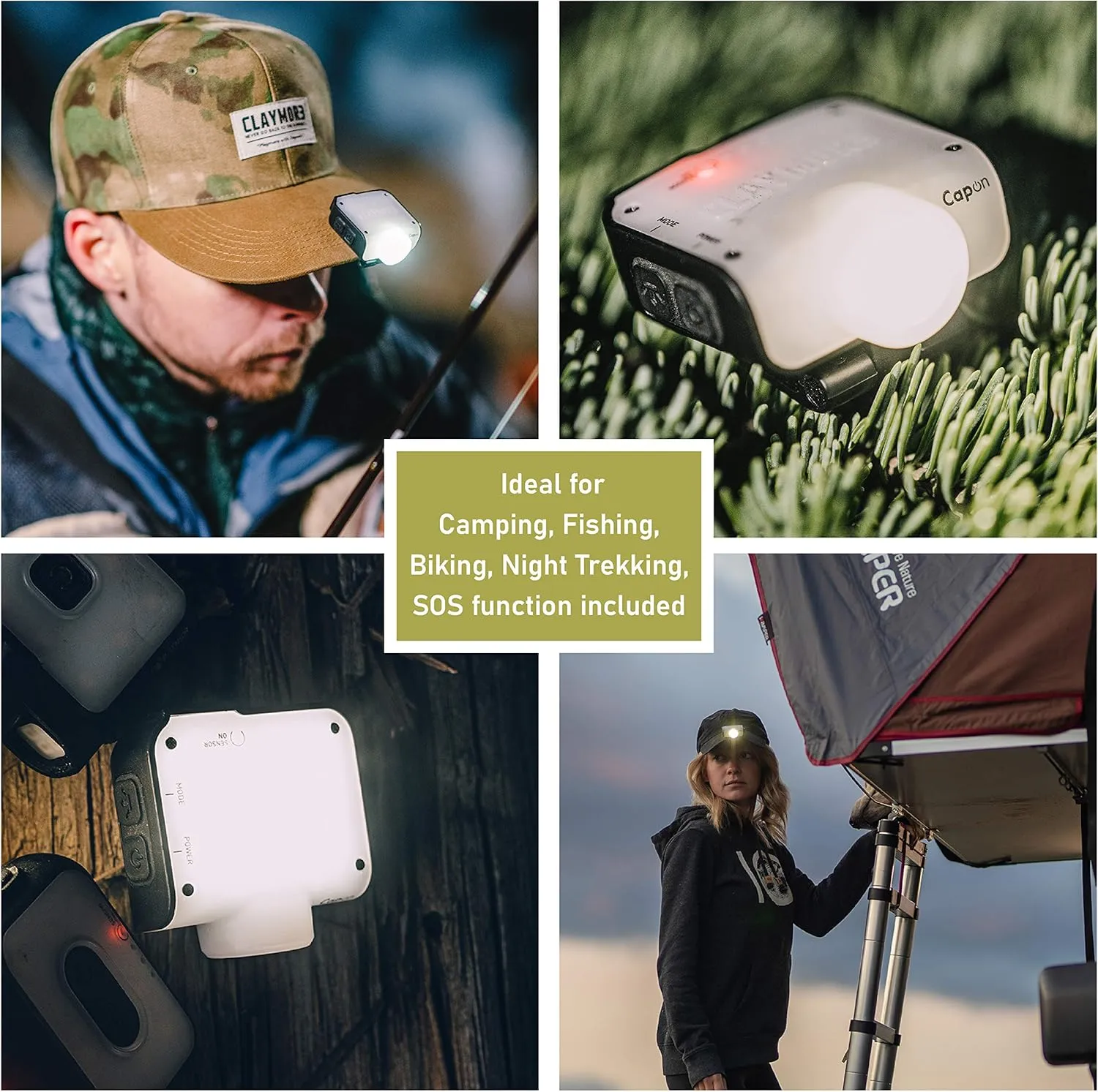 Claymore Capon 80C (Red) - LED Rechargeable Clip-On Cap Headlamp, Lightweight Hat Light for Camping, Running, Emergency & Industrial Use, Waterproof, Hands-Free Sensor, 45 Hours Battery Life.