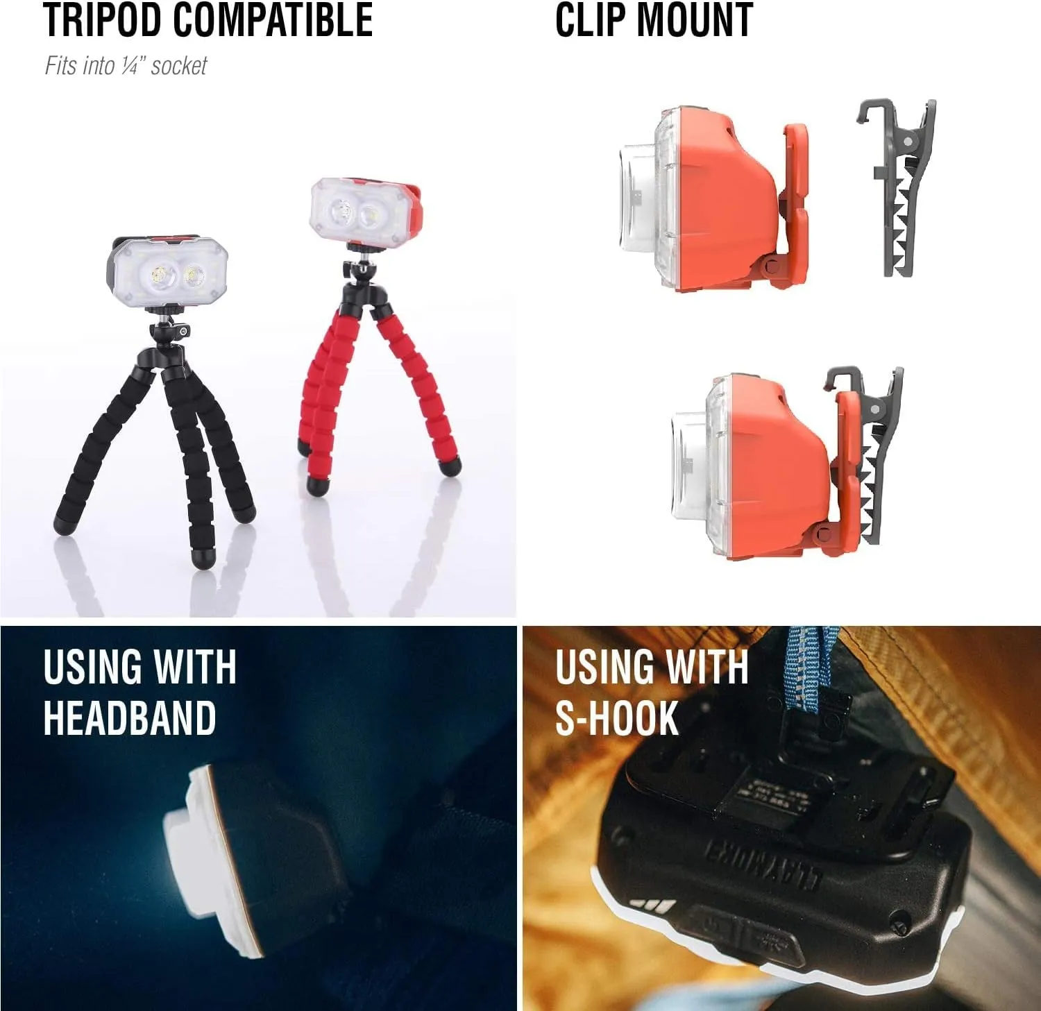 Claymore Heady  (Tan) - Rechargeable LED Headlamp Flashlight, Lightweight for Camping, Running, Hiking, Emergency & Industrial Use. Waterproof, USB-C Charging, Up to 70 Hours Battery Life.