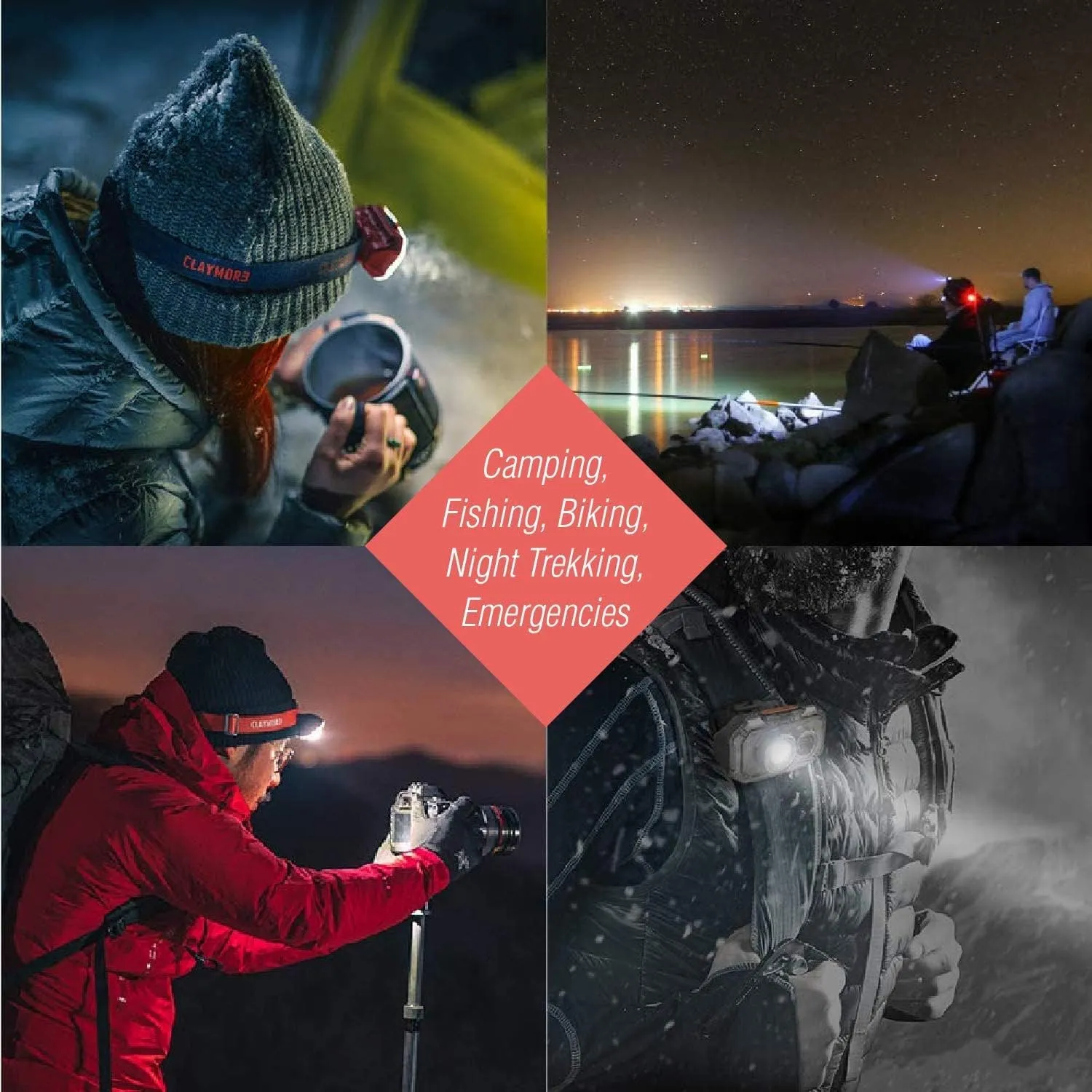 Claymore Heady  (Tan) - Rechargeable LED Headlamp Flashlight, Lightweight for Camping, Running, Hiking, Emergency & Industrial Use. Waterproof, USB-C Charging, Up to 70 Hours Battery Life.