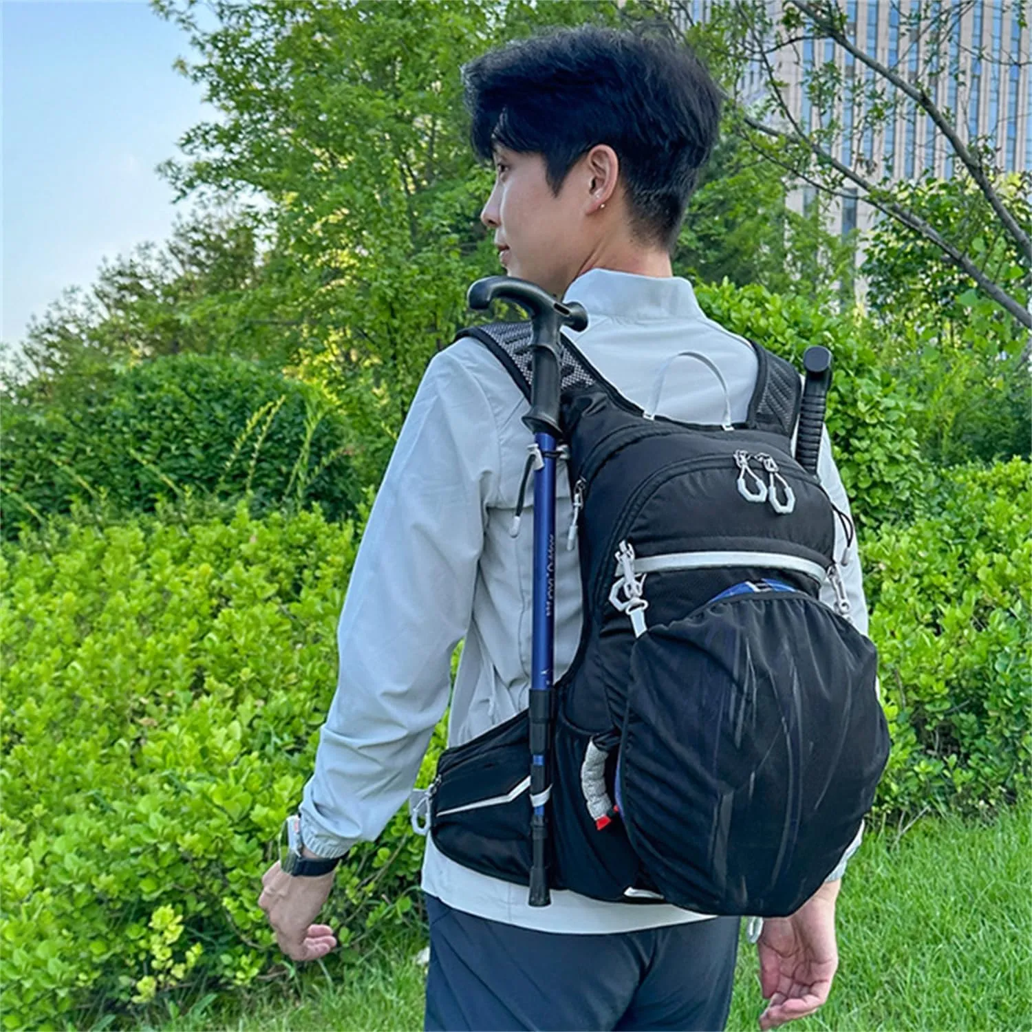 Climbing Backpack with Helmet Storage Waterproof, Water Hydration Backpack Outdoor Sport Bag Cycling Camping Climbing (Blue,16L)