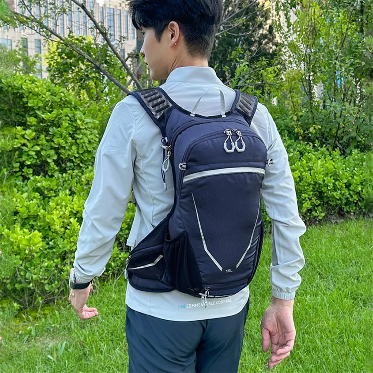 Climbing Backpack with Helmet Storage Waterproof, Water Hydration Backpack Outdoor Sport Bag Cycling Camping Climbing (Blue,16L)