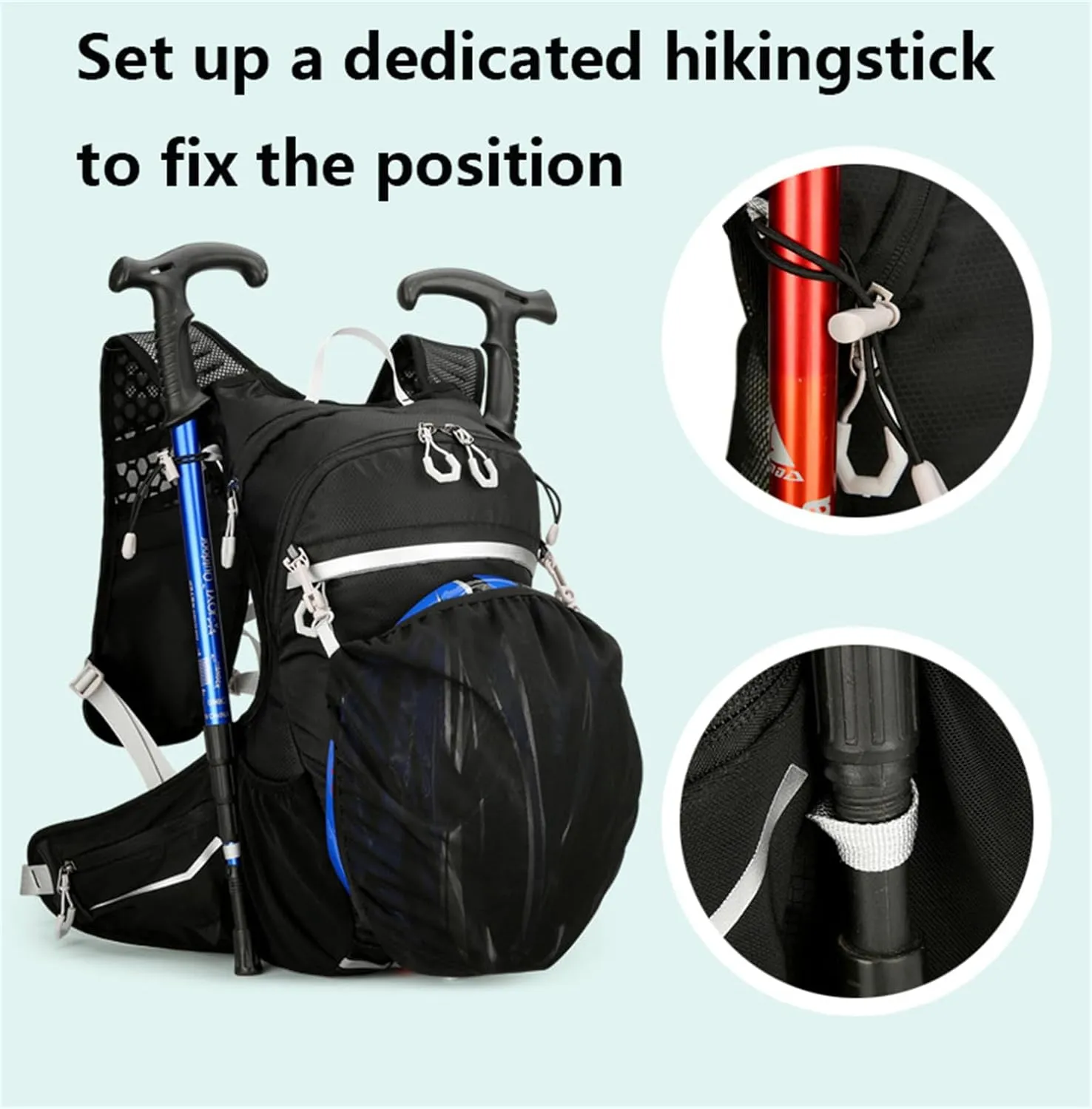 Climbing Backpack with Helmet Storage Waterproof, Water Hydration Backpack Outdoor Sport Bag Cycling Camping Climbing (Blue,16L)