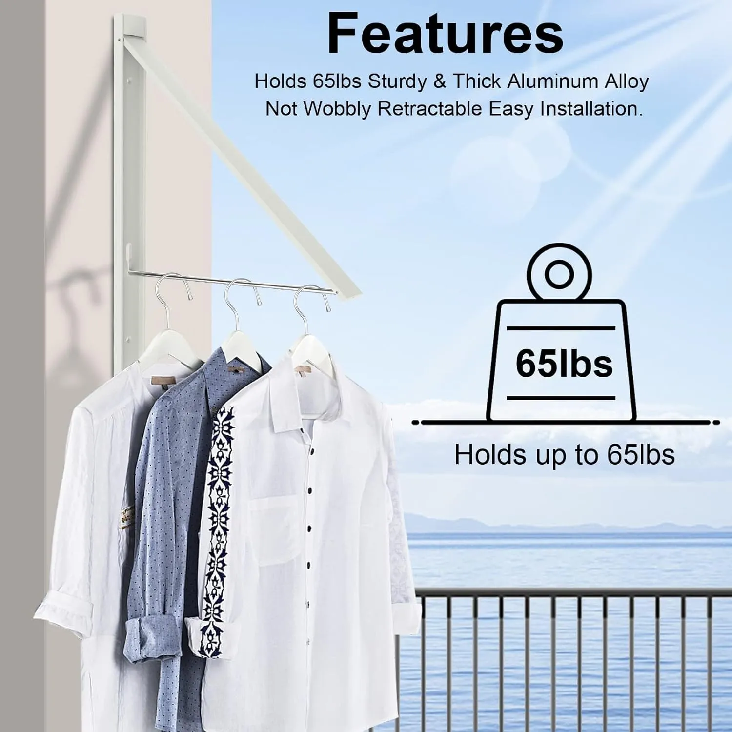 Clothes Drying Rack Folding Indoor,Laundry Room Organisation,Wall Mounted Drying Racks,Laundry Drying Rack Collapsible,Laundry Drying Rack,Retractable Clothes Line (White)