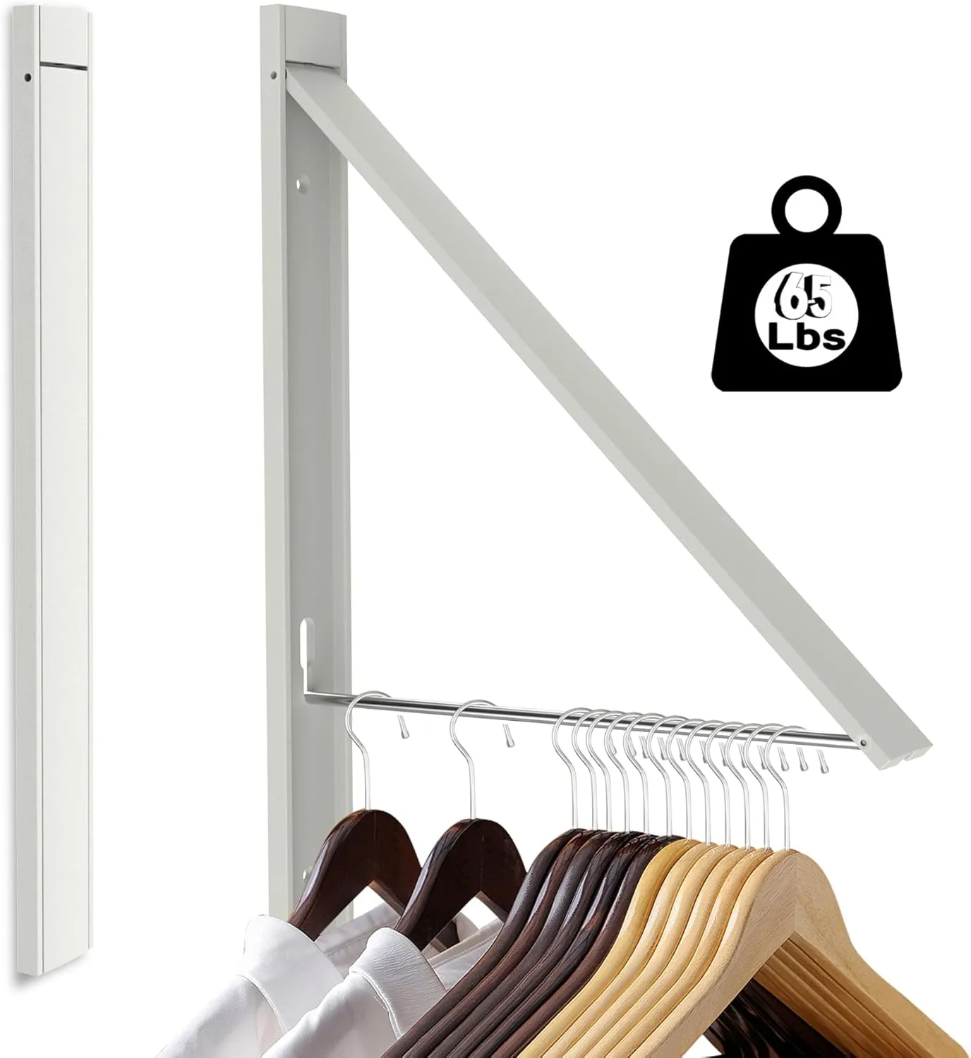 Clothes Drying Rack Folding Indoor,Laundry Room Organisation,Wall Mounted Drying Racks,Laundry Drying Rack Collapsible,Laundry Drying Rack,Retractable Clothes Line (White)