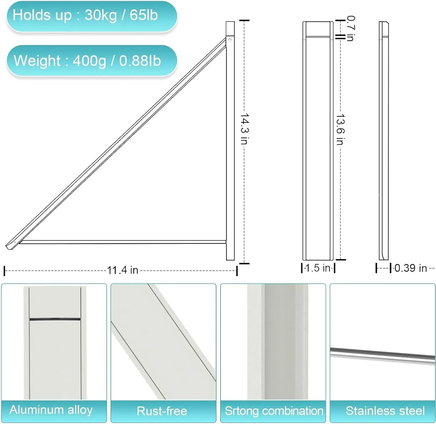 Clothes Drying Rack Folding Indoor,Laundry Room Organisation,Wall Mounted Drying Racks,Laundry Drying Rack Collapsible,Laundry Drying Rack,Retractable Clothes Line (White)