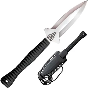 Cold Steel Hide Out 3" Durable Japanese AUS8A Stainless Steel Fixed Blade Spear Point Tactical Outdoor Neck Knife, 3-1/2" Kray-Ex Handle, Resistant Secure-Ex Sheath
