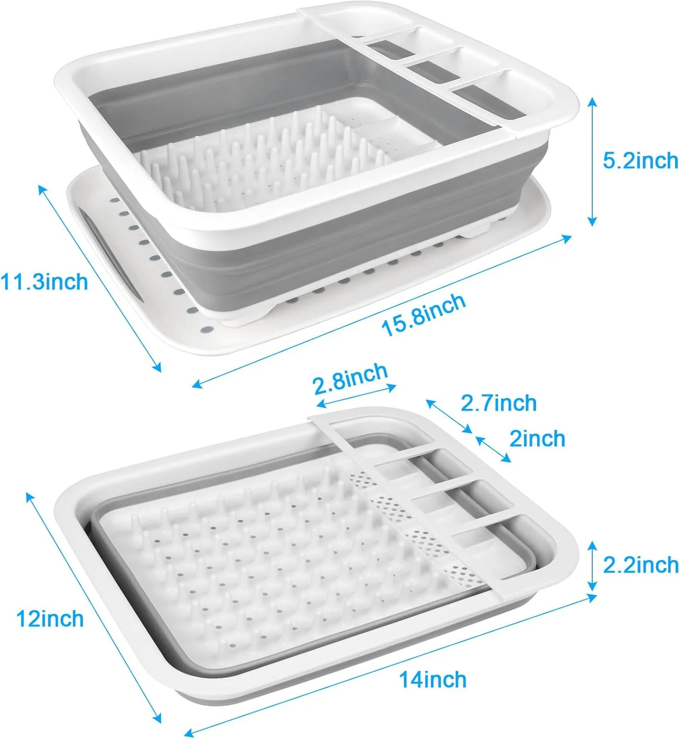 Collapsible Dish Drying Rack Portable Dish Drainers for Kitchen Counter with Drainboard, Kitchen Sink Organizer Basket RV Accessories Camper Storage and Organization Dish Rack Over Sink Drying Rack