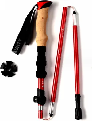 Collapsible Lightweight Hiking Poles, 3-Section Adjustable Telescopic Shockproof Walking Sticks, for Outdoor Hiking Walking Trekking(red)