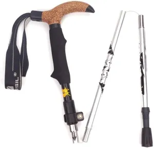 Collapsible Trekking Poles Telescopic Ultralight Aluminium Hiking Poles Walking Sticks Cork Grip and Quick Lock System for Camping Mountaining Backpacking Trekking (Silver)