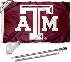 College Flags & Banners Co. Texas A&M Aggies Beveled Flag with Pole and Bracket Kit