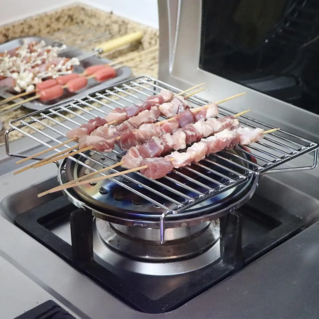 Compact Stainless Steel BBQ Grill Rack – Portable Gas Stove Barbecue Stand