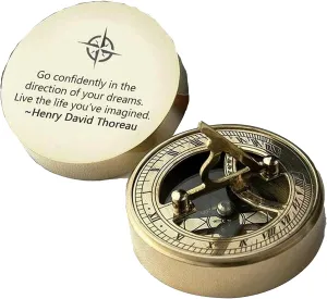 Compass Thoreau'S Go Confidently Quote Engraved Brass Compass W/ Wooden Presentation Adventure Hiking Survival Tool Antique Collectible Compass Gift by THEMEDIEVALMARTCITY